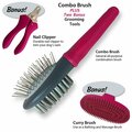 Pamperedpets Combo Brush, Nail Clipper & Curry Brush Grooming Set for All Dogs PA3482740